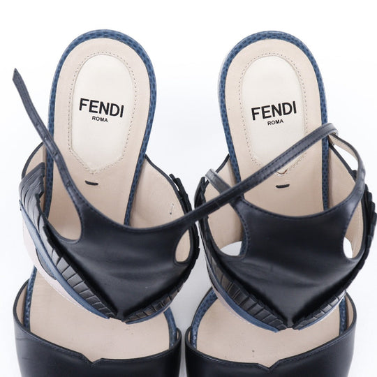 FENDI Sandals Calfskin Two-tone (black) Ankle strap monster 37 1/2