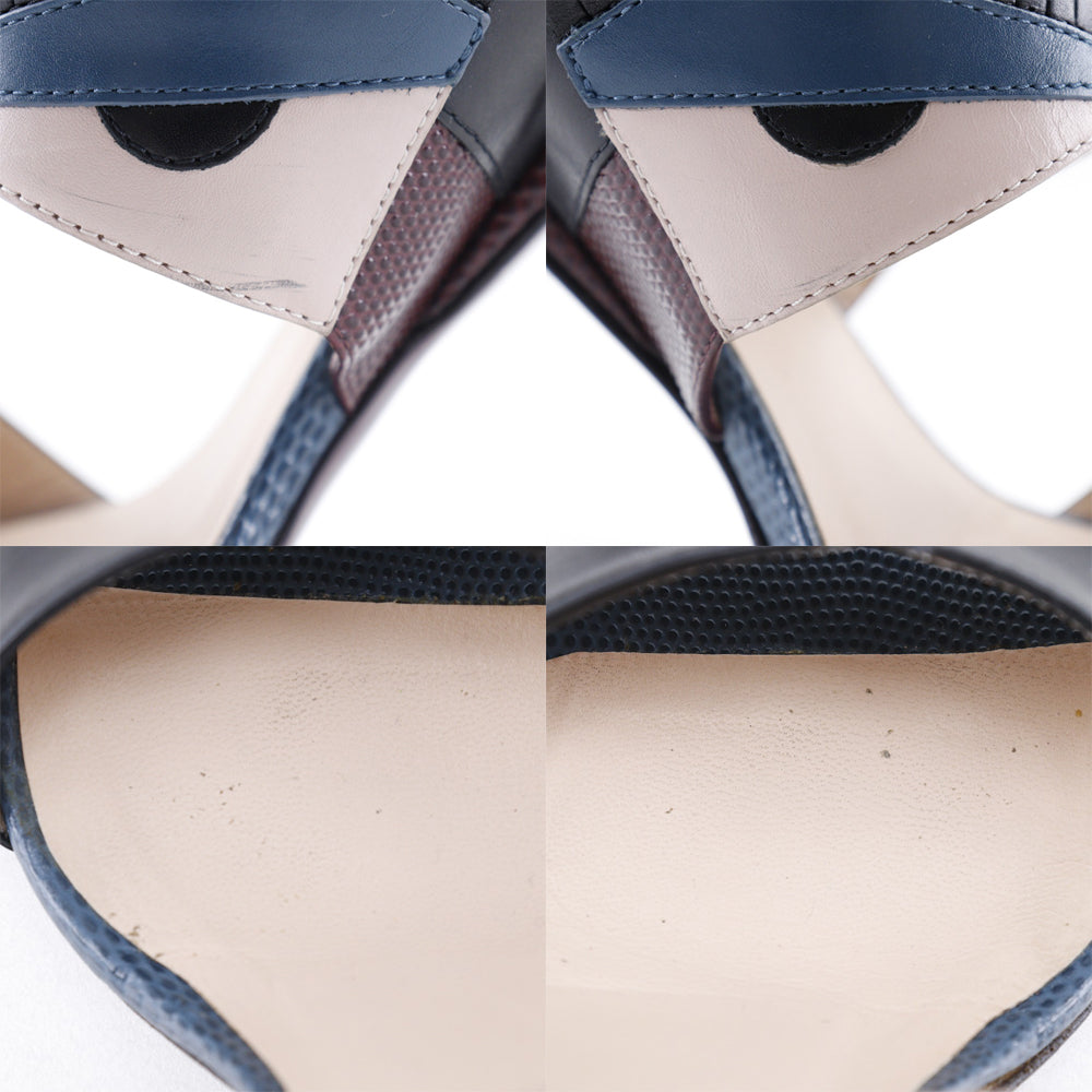 FENDI Sandals Calfskin Two-tone (black) Ankle strap monster 37 1/2