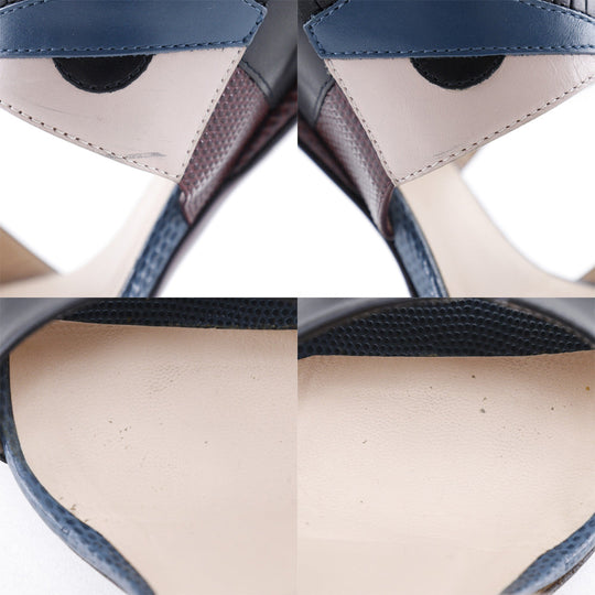 FENDI Sandals Calfskin Two-tone (black) Ankle strap monster 37 1/2
