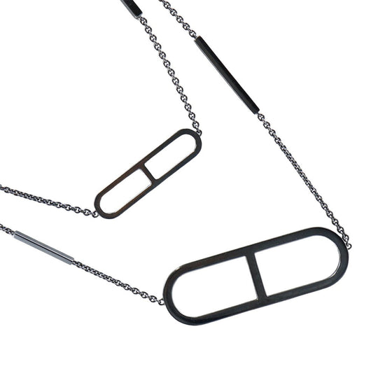 HERMES Necklace Silver925 gray Eva - Chene Dunkle Women Used Authentic