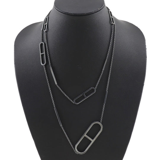 HERMES Necklace Silver925 gray Eva - Chene Dunkle Women Used Authentic