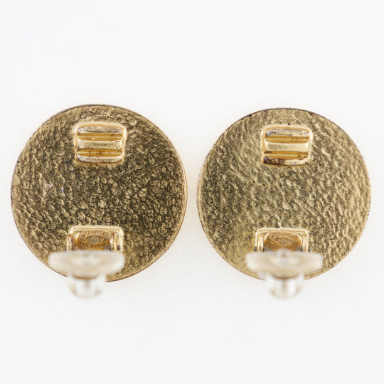 CHANEL Earring Plated Gold Red Women Used Authentic