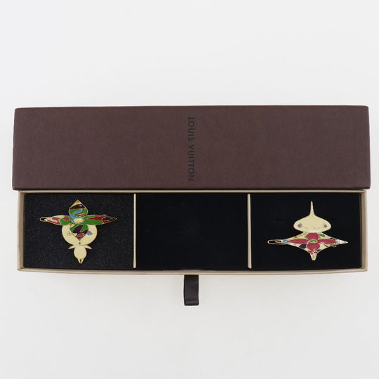 LOUIS VUITTON Other accessories M92595 Plated Gold multicolor Takashi Murakami Hairpin 2-piece set Women Used Authentic