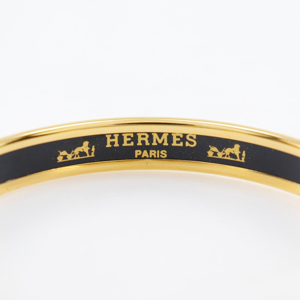 HERMES Bangle Plated Gold Red Cloisonne Emile Women Used Authentic