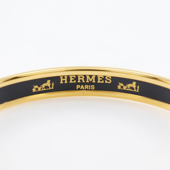 HERMES Bangle Plated Gold Red Cloisonne Emile Women Used Authentic
