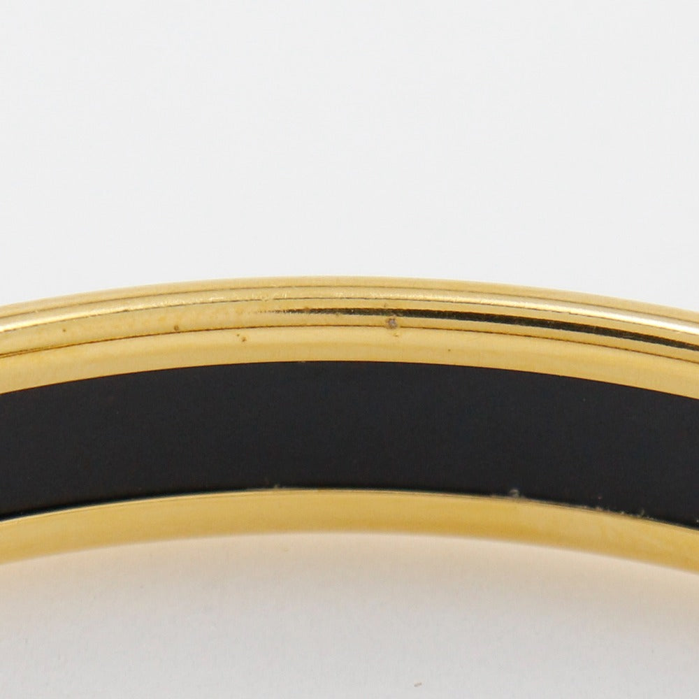 HERMES Bangle Plated Gold Red Cloisonne Emile Women Used Authentic