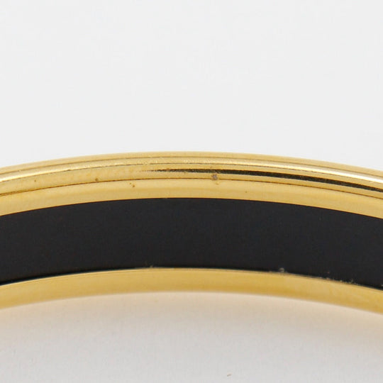 HERMES Bangle Plated Gold Red Cloisonne Emile Women Used Authentic