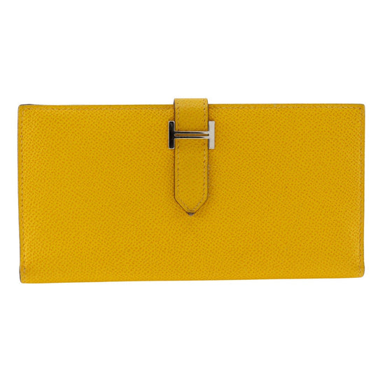 HERMES Long Wallet Purse Epsom yellow Bean unisex(Unisex) Used Authentic
