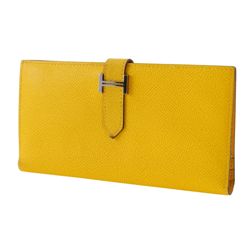 HERMES Long Wallet Purse Epsom yellow Bean unisex(Unisex) Used Authentic
