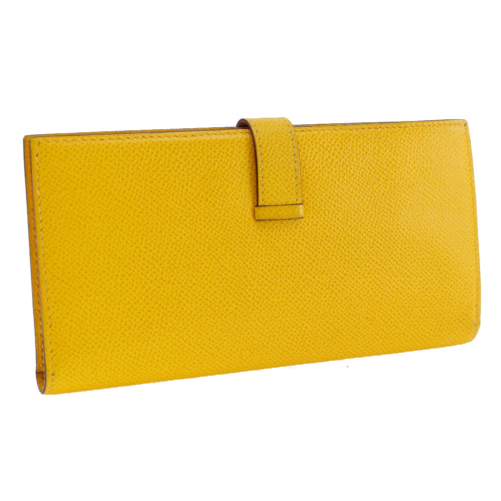 HERMES Long Wallet Purse Epsom yellow Bean unisex(Unisex) Used Authentic