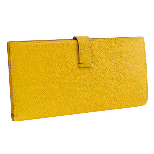 HERMES Long Wallet Purse Epsom yellow Bean unisex(Unisex) Used Authentic