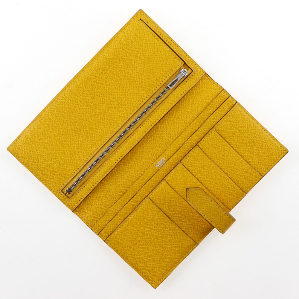 HERMES Long Wallet Purse Epsom yellow Bean unisex(Unisex) Used Authentic