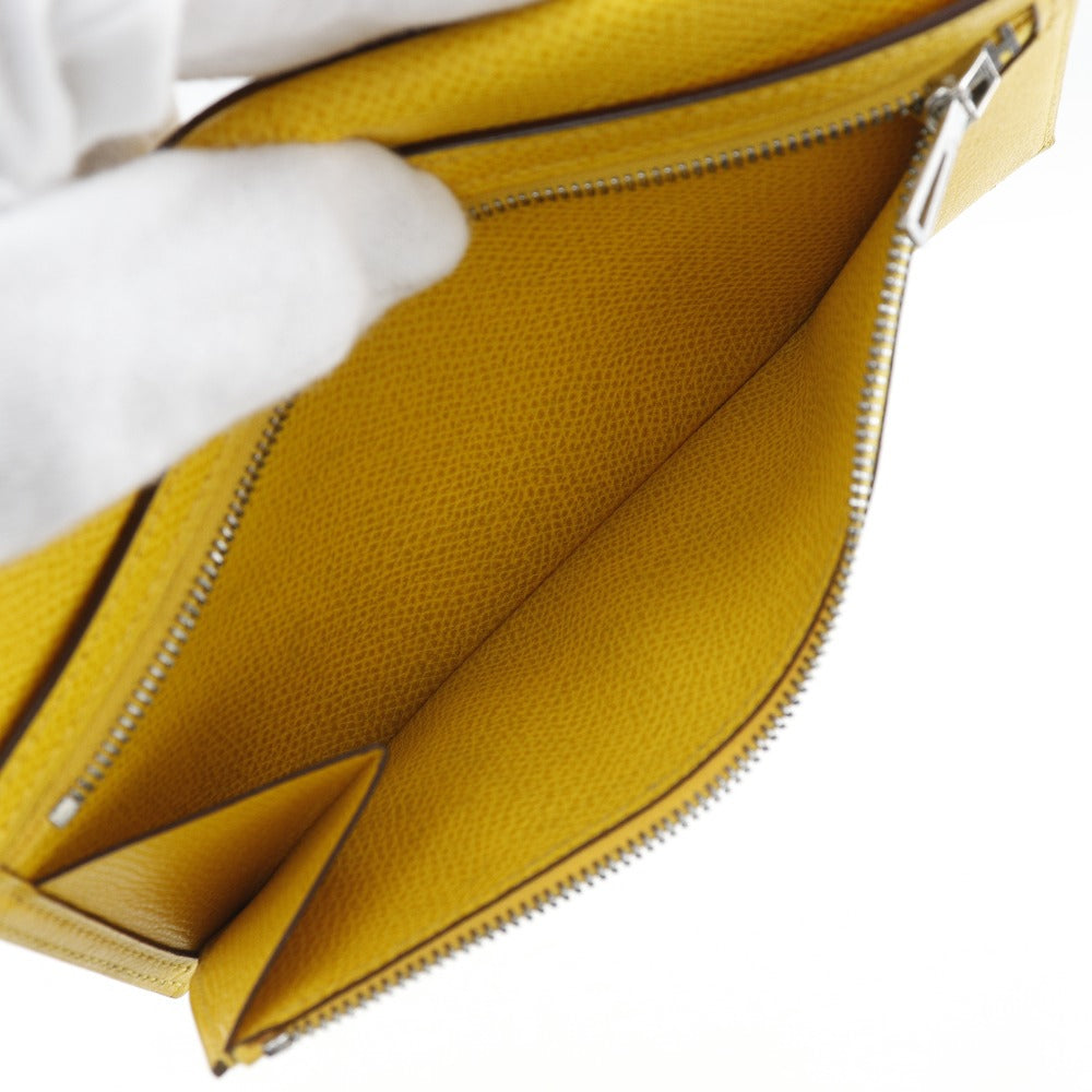HERMES Long Wallet Purse Epsom yellow Bean unisex(Unisex) Used Authentic