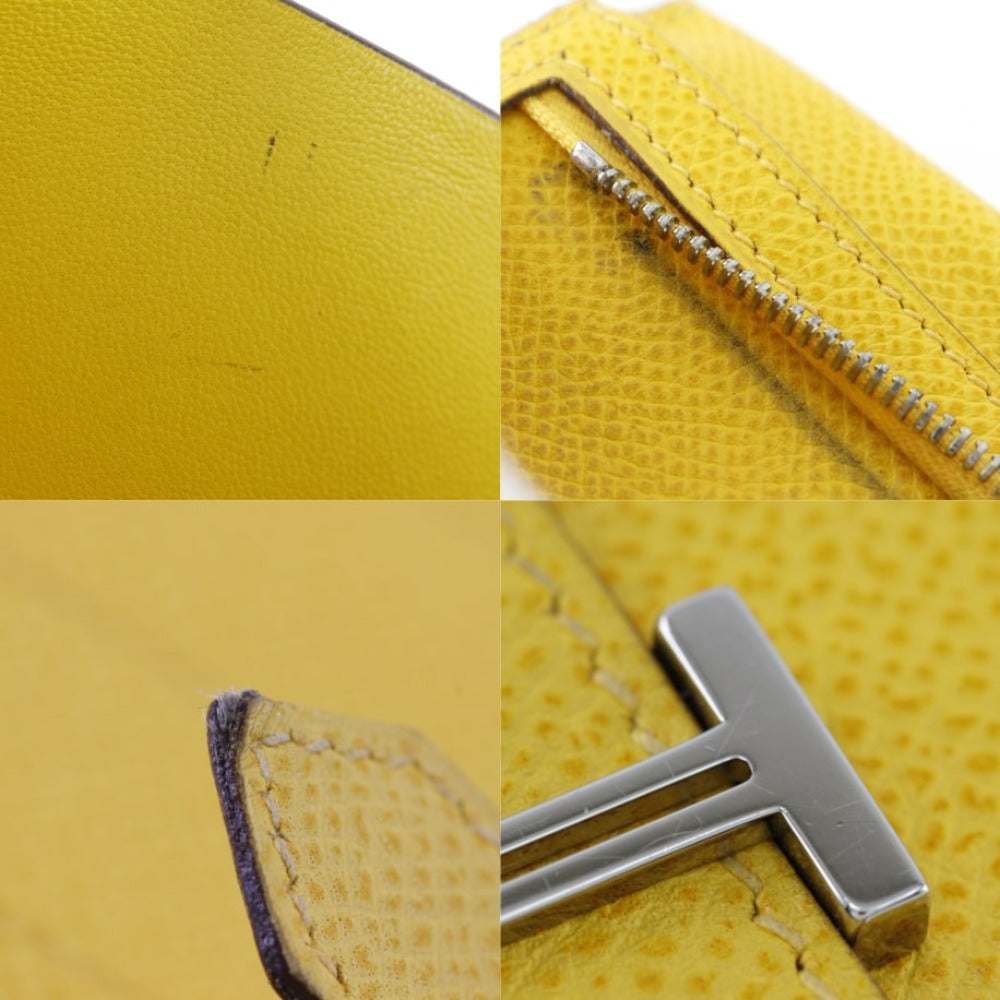 HERMES Long Wallet Purse Epsom yellow Bean unisex(Unisex) Used Authentic