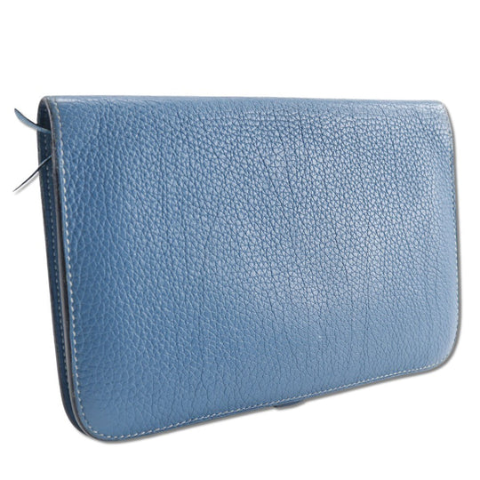 HERMES Long Wallet Purse Togo blue Dogon GM unisex(Unisex) Used Authentic