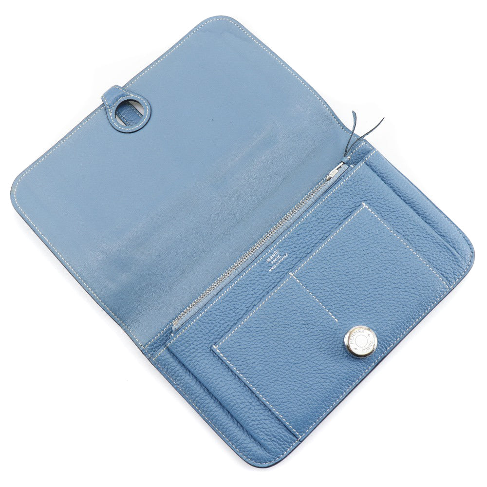 HERMES Long Wallet Purse Togo blue Dogon GM unisex(Unisex) Used Authentic