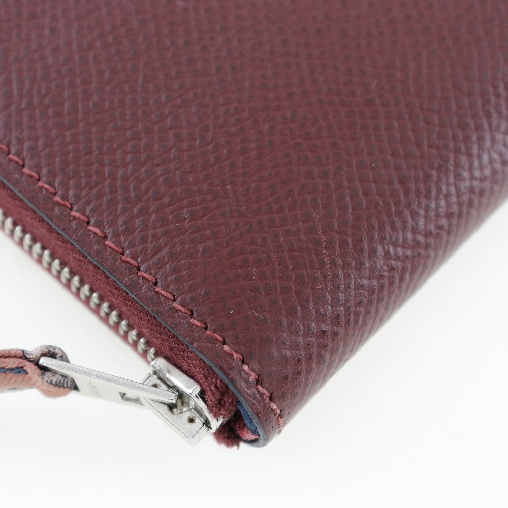 HERMES Long Wallet Purse Epsom wine-red Azap Silk In Long Women Used Authentic