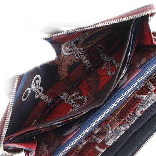 HERMES Long Wallet Purse Epsom wine-red Azap Silk In Long Women Used Authentic