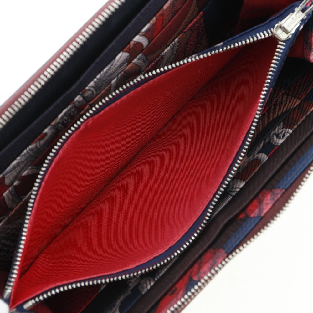 HERMES Long Wallet Purse Epsom wine-red Azap Silk In Long Women Used Authentic