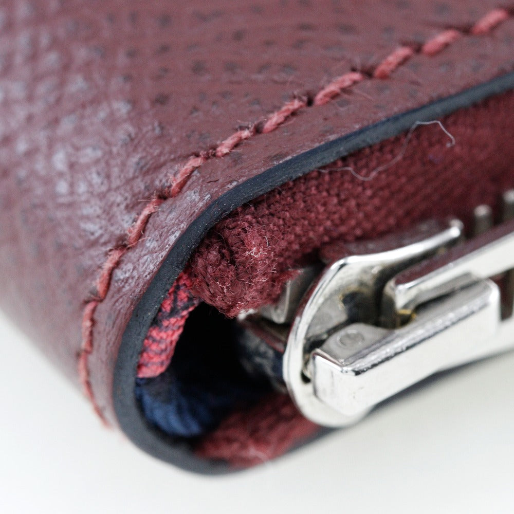 HERMES Long Wallet Purse Epsom wine-red Azap Silk In Long Women Used Authentic