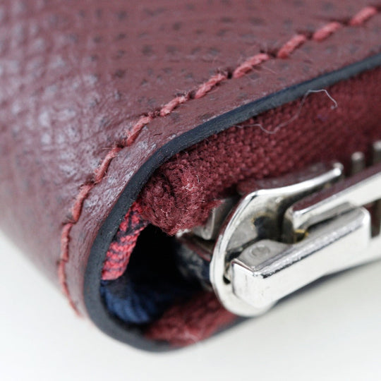 HERMES Long Wallet Purse Epsom wine-red Azap Silk In Long Women Used Authentic