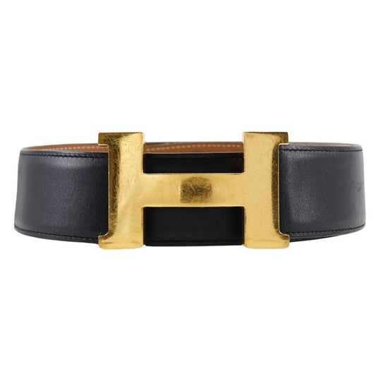 HERMES belt Calfskin black H belt unisex(Unisex) 72 Used Authentic