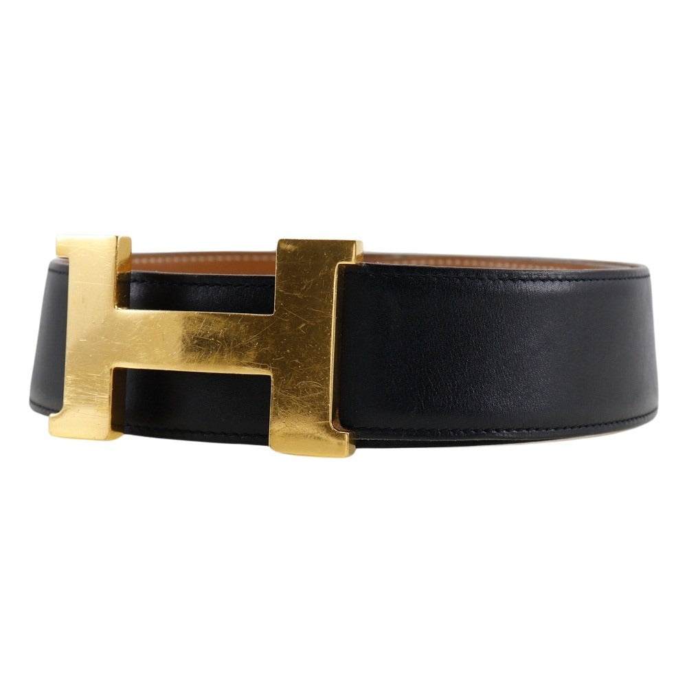 HERMES belt Calfskin black H belt unisex(Unisex) 72 Used Authentic