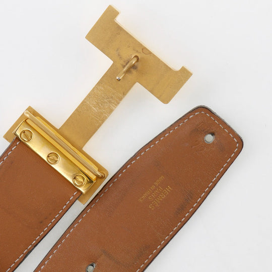 HERMES belt Calfskin black H belt unisex(Unisex) 72 Used Authentic