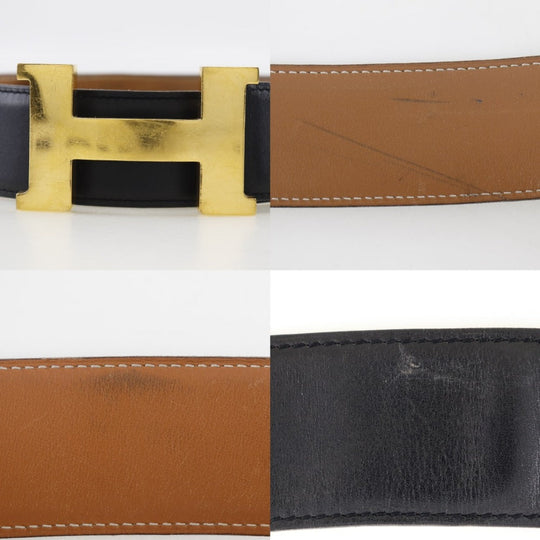 HERMES belt Calfskin black H belt unisex(Unisex) 72 Used Authentic