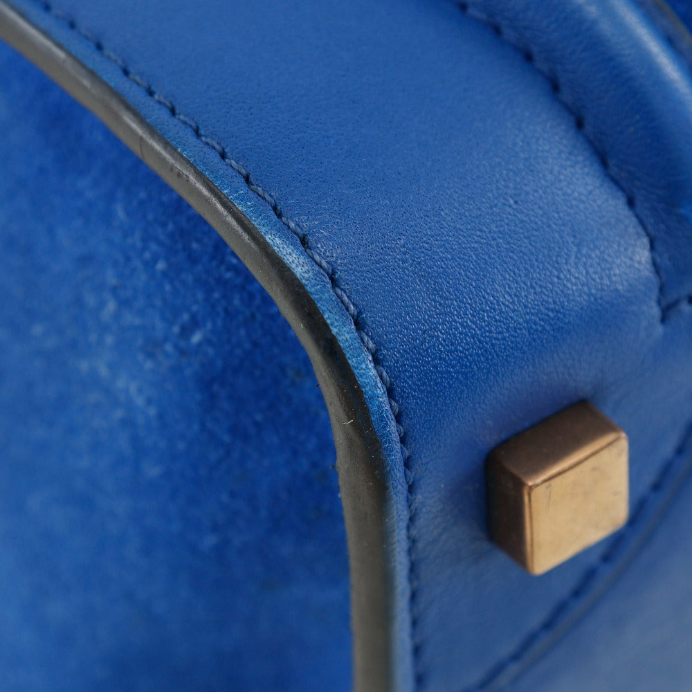 CELINE Handbag Suede, Calfskin blue Luggage micro Women Used Authentic