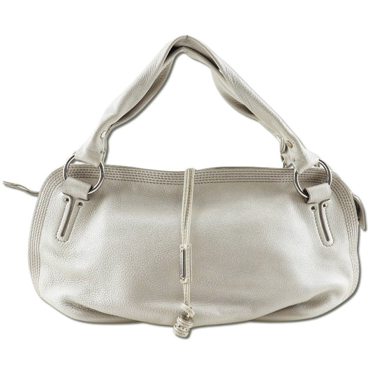 CELINE Shoulder Bag Calfskin beige Women Used Authentic