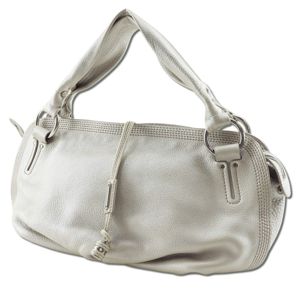 CELINE Shoulder Bag Calfskin beige Women Used Authentic