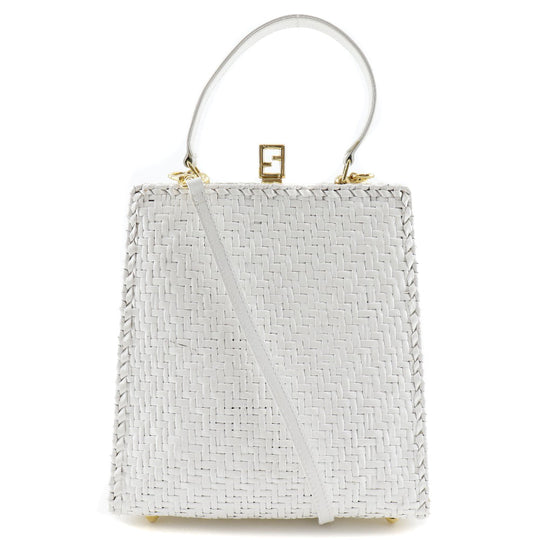 FENDI Handbag leather White Women Used Authentic