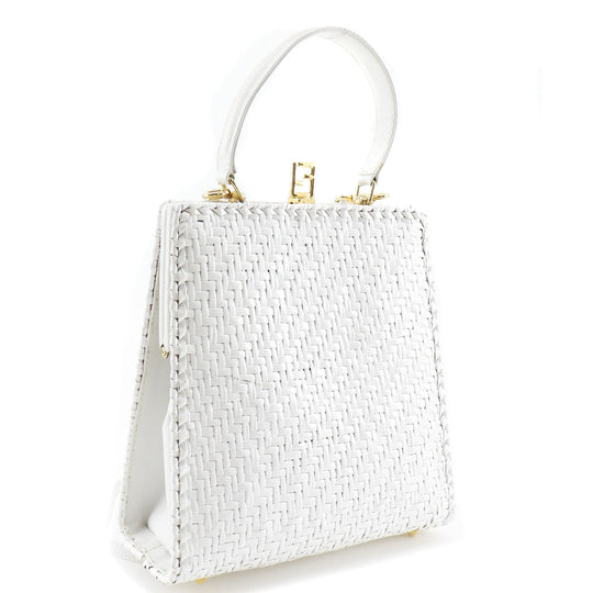 FENDI Handbag leather White Women Used Authentic