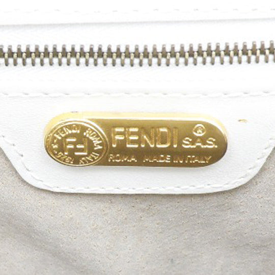 FENDI Handbag leather White Women Used Authentic