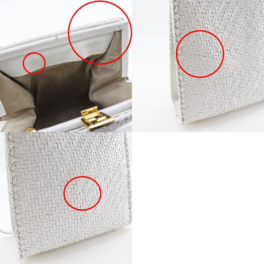 FENDI Handbag leather White Women Used Authentic