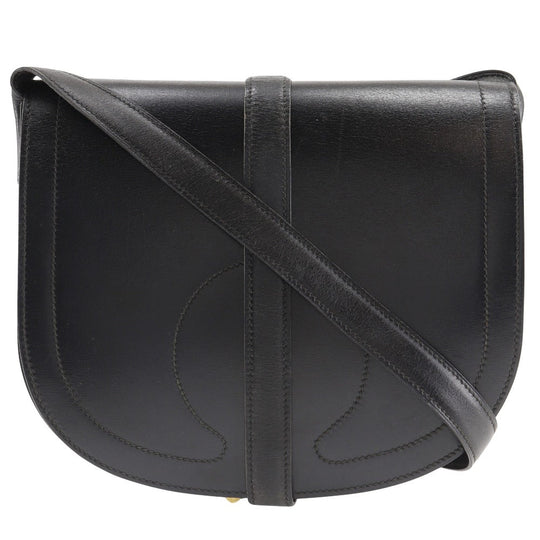 HERMES Shoulder Bag Box scarf black Gallopard Women Used Authentic