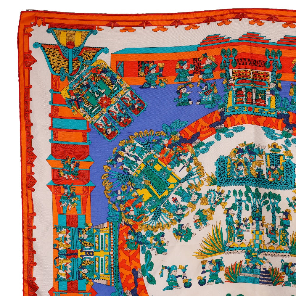HERMES scarf silk Blue ASTRES et SOLEILS Celestial bodies and the sun Carre90 Women Used Authentic
