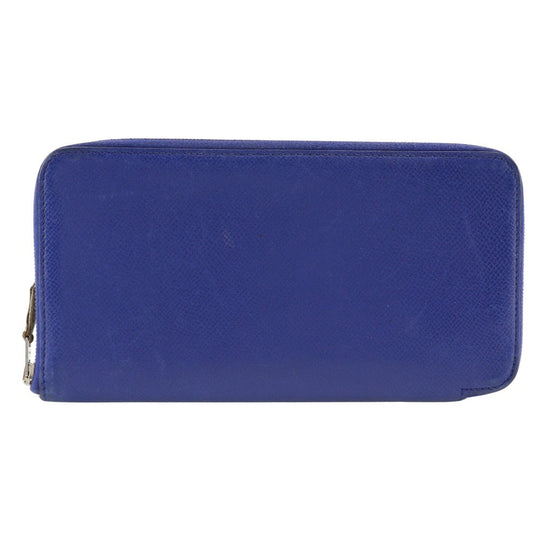 HERMES Long Wallet Purse Epsom Blue Azap long silk in Women Used Authentic