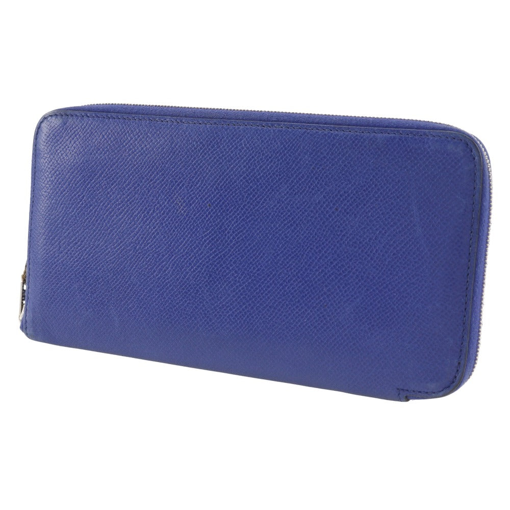 HERMES Long Wallet Purse Epsom Blue Azap long silk in Women Used Authentic