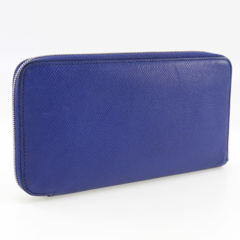 HERMES Long Wallet Purse Epsom Blue Azap long silk in Women Used Authentic
