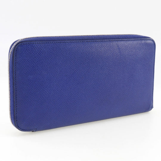 HERMES Long Wallet Purse Epsom Blue Azap long silk in Women Used Authentic