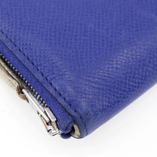 HERMES Long Wallet Purse Epsom Blue Azap long silk in Women Used Authentic