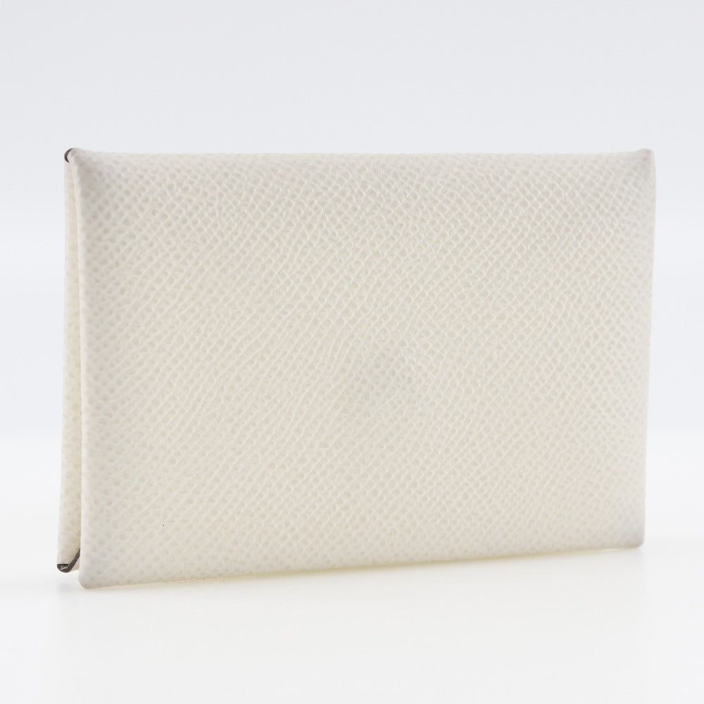 HERMES Card Case Epsom White Calvi unisex(Unisex) Used Authentic