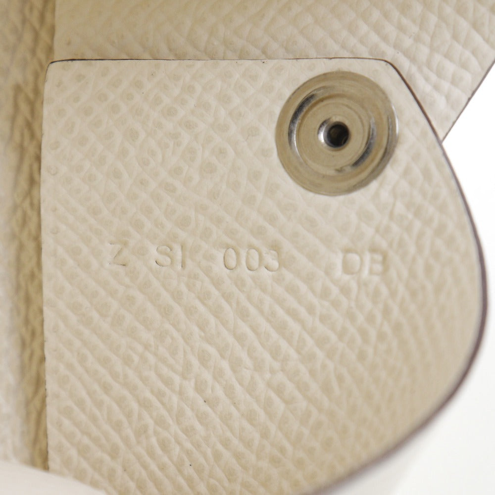 HERMES Card Case Epsom White Calvi unisex(Unisex) Used Authentic