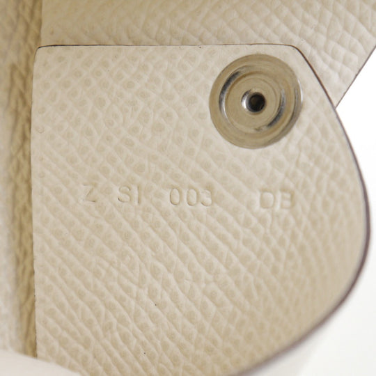 HERMES Card Case Epsom White Calvi unisex(Unisex) Used Authentic