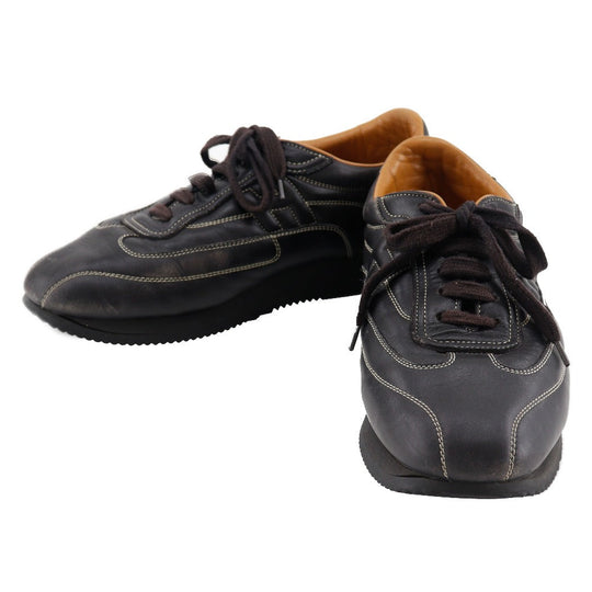 HERMES sneakers leather black quick mens 41 Used Authentic