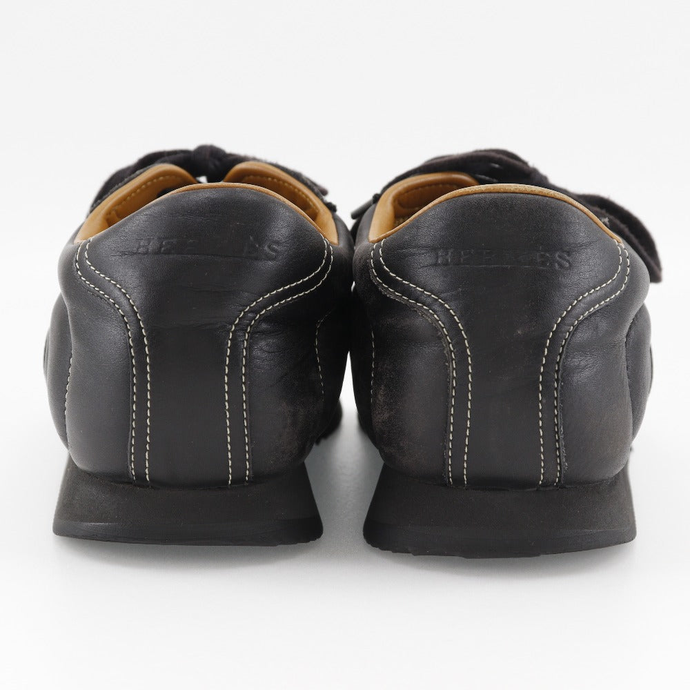 HERMES sneakers leather black quick mens 41 Used Authentic