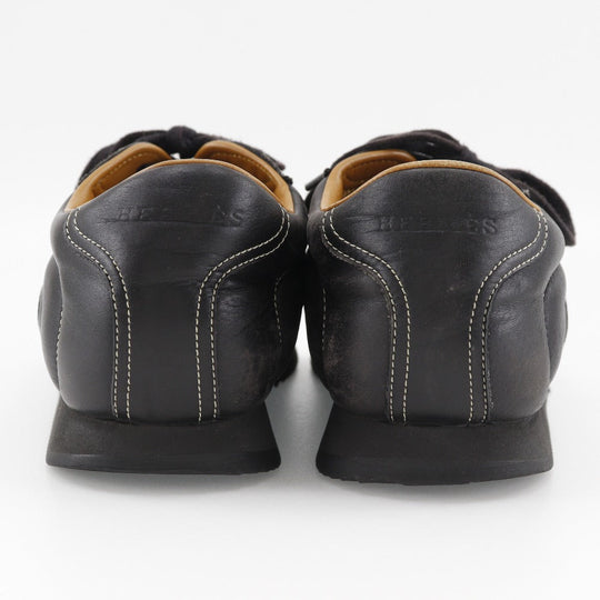 HERMES sneakers leather black quick mens 41 Used Authentic