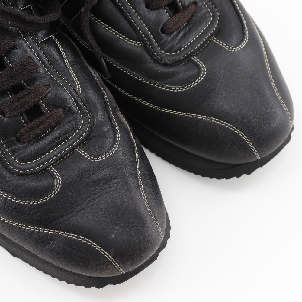 HERMES sneakers leather black quick mens 41 Used Authentic